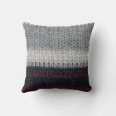 編み物ウール：赤、白ストライプい。 クッション (裏面)