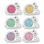 編み物カラフルヤーンクラフトのボール、6セット シール (正面)