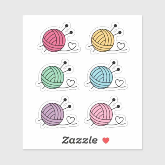 編み物カラフルヤーンクラフトのボール、6セット シール (シート)