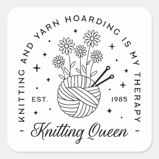 編み物クイーンおもしろいヤーンホルダー スクエアシール (正面)