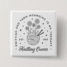 編み物クイーンおもしろいヤーンホルダー 缶バッジ