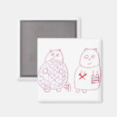 編み物クマとウールのボール付きカッブ マグネット (正面/裏面)