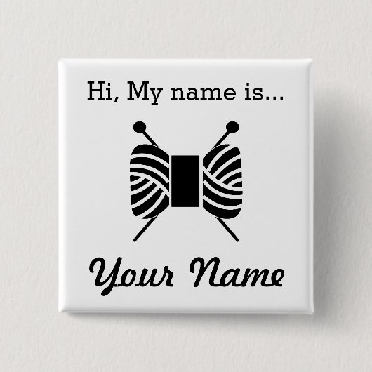 編み物クラフトパーティー名タグ 缶バッジ (正面)