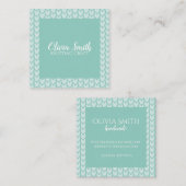 編み物クラフトブルー柄ハンドメイドパーソナライズされた スクエア名刺 (正面/裏面)