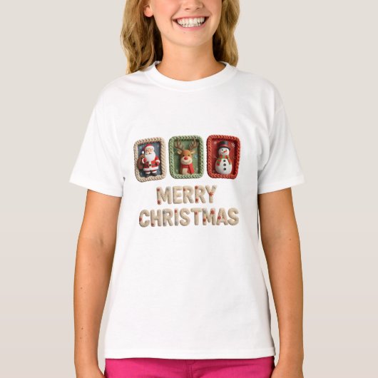 編み物クリスマスキャラクターTシャツ Tシャツ (正面)