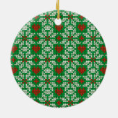編み物クリスマスパターン セラミックオーナメント (裏面)