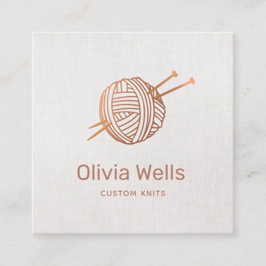 編み物クロシェ玉 スクエア名刺 (正面)