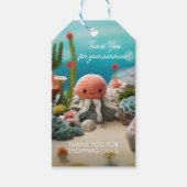 編み物クロチェットビジネスサンキューロゴQR ギフトタグ (正面)