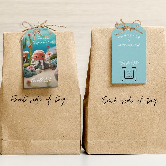 編み物クロチェットビジネスサンキューロゴQR ギフトタグ