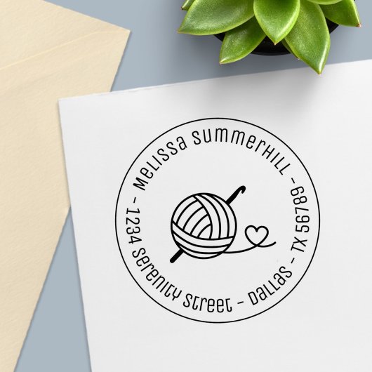 編み物クロッチヤーンラウンドアドレス1 セルフインキングスタンプ