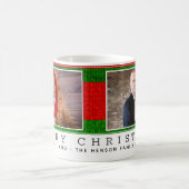 編み物グリーンレッドクリスマスファミリーフォトコラージュ コーヒーマグカップ (中央)