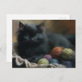 編み物コンパニオン糸付きブラックキッチン ポストカード (正面/裏面)