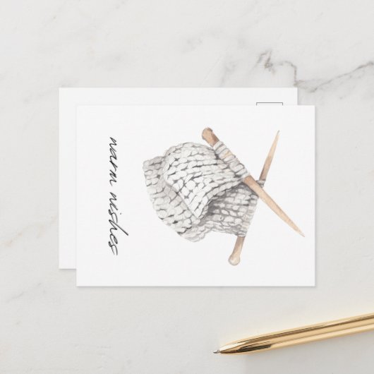 編み物コージーウォームウィッシュ ポストカード (正面/裏面インサイチュ)