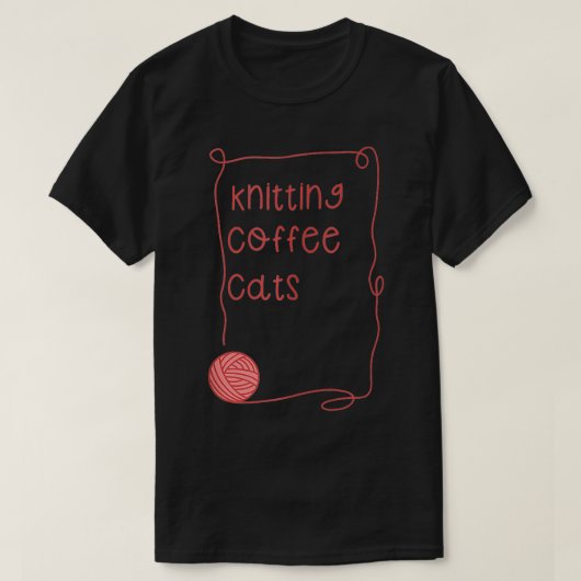 編み物コーヒーキャッツ Tシャツ (デザイン正面)