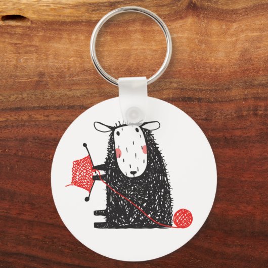 編み物シープキーチェーン キーホルダー (正面)