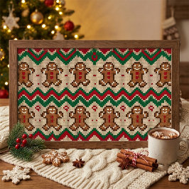 編み物ジンジャーブレッドマンクリスマスパターン ポスター