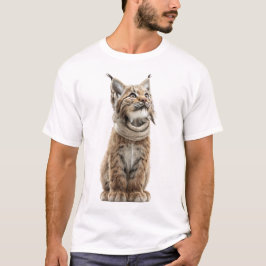 編み物スカーフを着けた愛らしい赤ちゃんリンクス Tシャツ