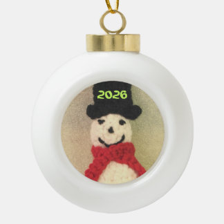 編み物スノーマンクリスマスオーナメント セラミックボールオーナメント