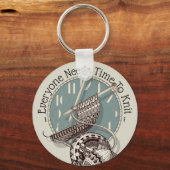 編み物タイムドードルアートイラストレーション キーホルダー (正面)