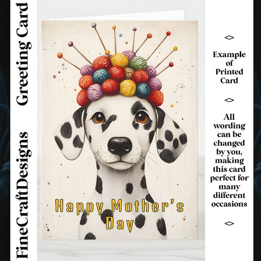編み物ダルマチアン犬、ヤーンハットCX8カスタム母親 カード