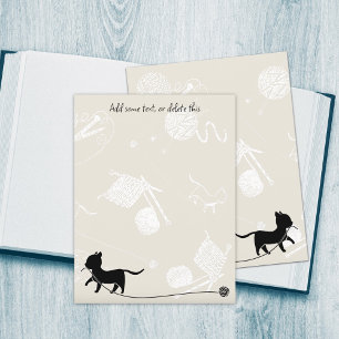 編み物テーマ猫糸空白のスクラップブック紙