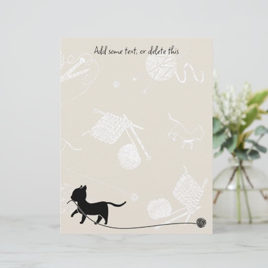 編み物テーマ猫糸空白のスクラップブック紙 (スタンド正面)