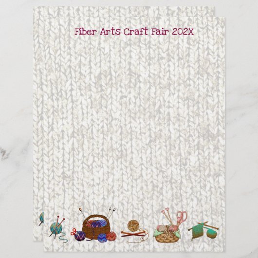 編み物テーマ空白のスクラップブッククラフト紙 (正面/裏面)