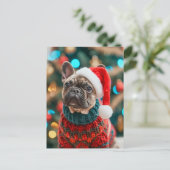 編み物ドッグウェアのフレンチブルドッグ シーズンポストカード (スタンド正面)