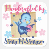 編み物ニット編みホームズパンのヤードバード スクエアシール (正面)