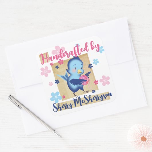 編み物ニット編みホームズパンのヤードバード スクエアシール (封筒)