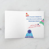 編み物ニードルズ雪だるまパーソナライズされたクリスマス シーズンカード (内部)