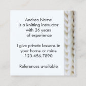 編み物ニードルヤーンアーツ先生 スクエア名刺 (裏面)