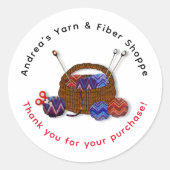 編み物バスケットヤーンショップサンキューカスタマー ラウンドシール (正面)
