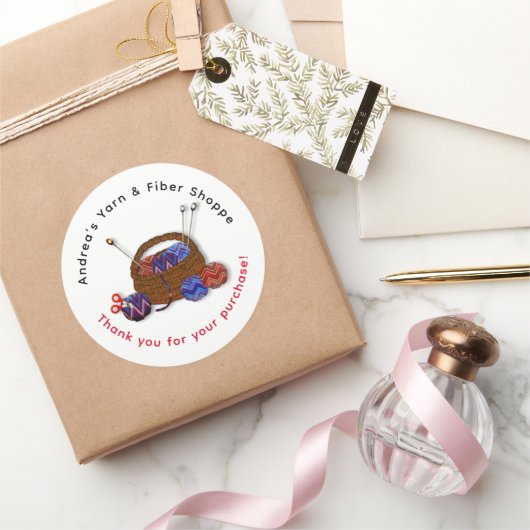 編み物バスケットヤーンショップサンキューカスタマー ラウンドシール (ギフト)