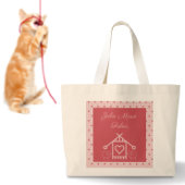 編み物バッグピンクハートと羊 ラージトートバッグ