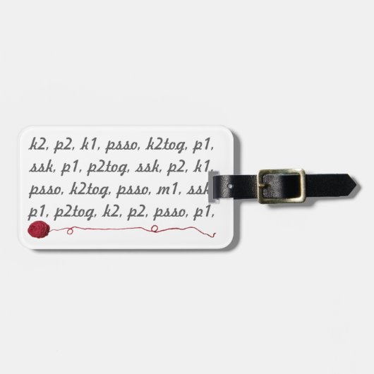 編み物パターン指示の技術ヤーンの球の赤 ラゲッジタグ (正面横)