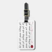 編み物パターン指示の技術ヤーンの球の赤 ラゲッジタグ (正面縦)