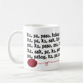 編み物パターン指示ヤーンの球の赤 コーヒーマグカップ (左)