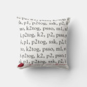 編み物パターン指示赤糸ボール クッション (正面)