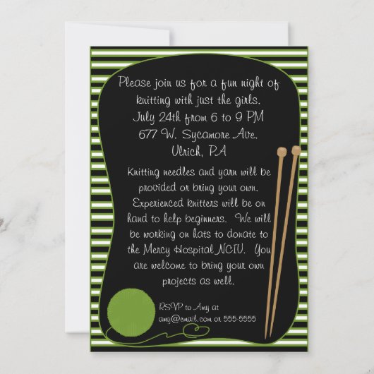 編み物パーティの招待状 招待状 (裏面)