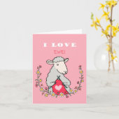 編み物ヒツジ愛エウェ愛おもしろい記念日 カード (黄色い花)