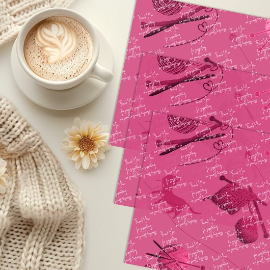 編み物ビジネスサンキューメッセージピンク 薄葉紙