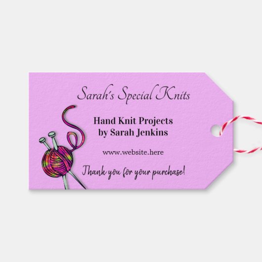 編み物ビジネスラベンダーサンキューカスタマーラベル ギフトタグ (正面(横))