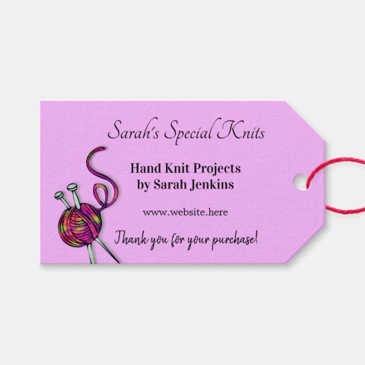 編み物ビジネスラベンダーサンキューカスタマーラベル ギフトタグ (正面(横))