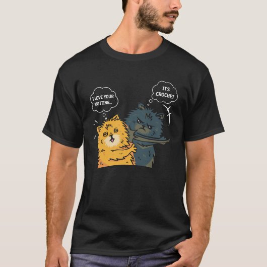 編み物ママ 猫を平手打ち かぎ針編み Tシャツ (正面)