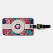 編み物ヤーンの球が付いているモノグラム-旅行 ラゲッジタグ (正面横)