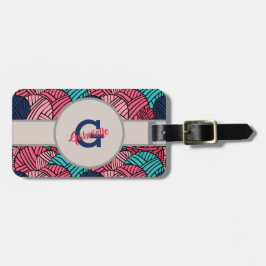 編み物ヤーンの球が付いているモノグラム-旅行 ラゲッジタグ