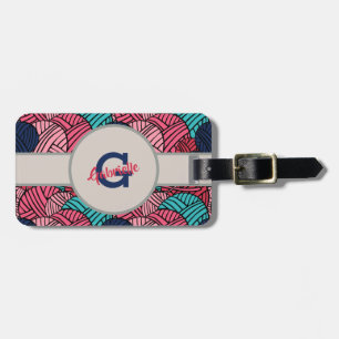 編み物ヤーンの球が付いているモノグラム-旅行 ラゲッジタグ