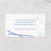 編み物ヤーン標準、3.5インチx 2.0インチの名刺 名刺 (裏面)