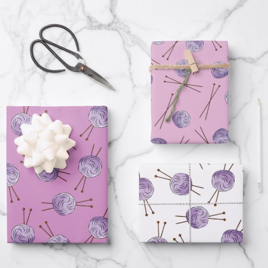 編み物ラブラッピング紙セット3 ラッピングペーパーシート (正面)